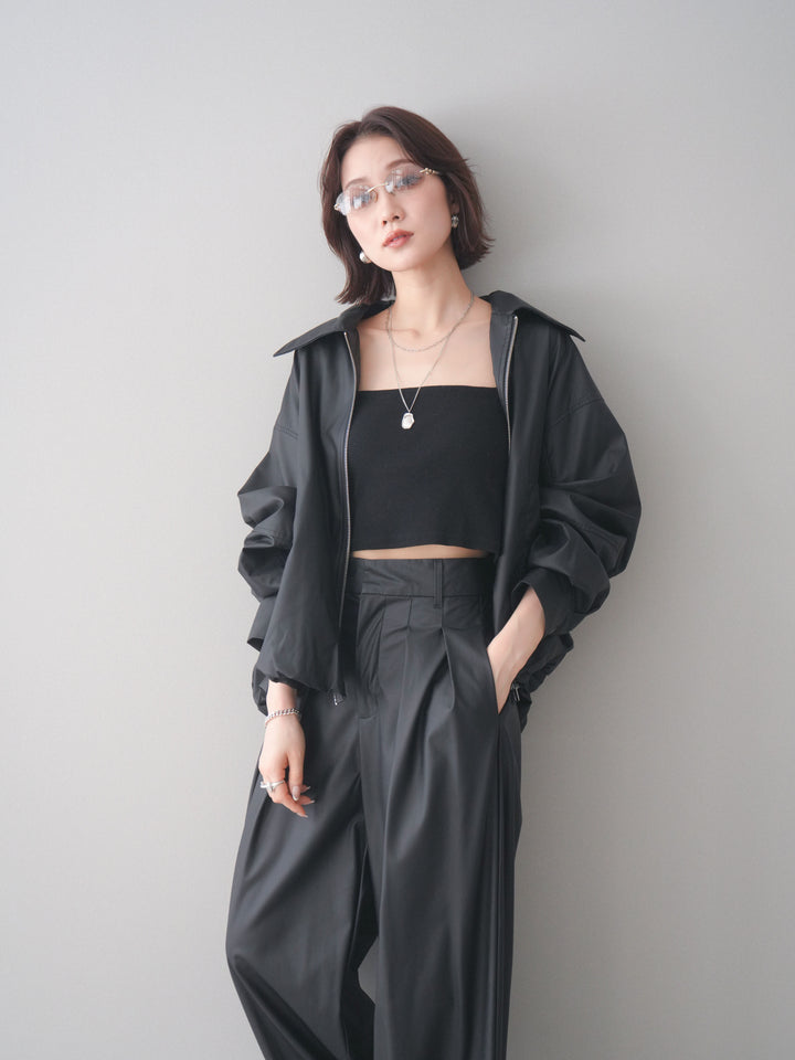 [予約]ウォッシャブルフェイクレザーバルーンジャケット/black