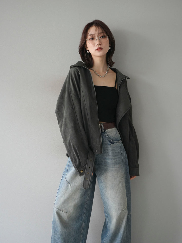 [予約]スエードライダースミドルジャケット/black