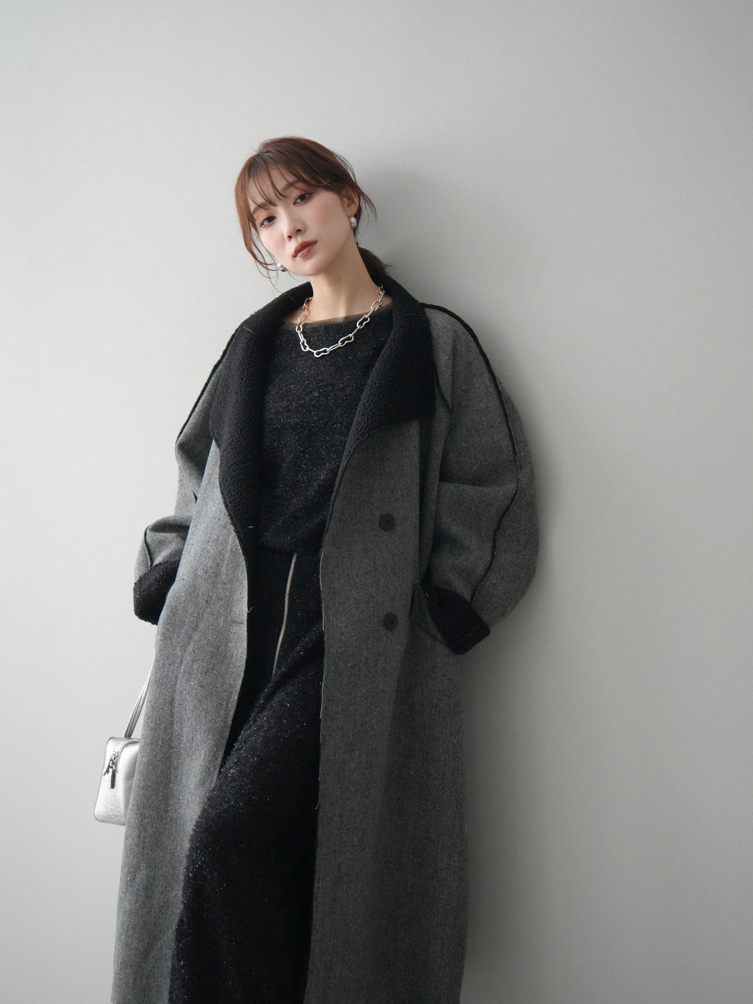 [予約]アウトシーム裏ボアコート/gray