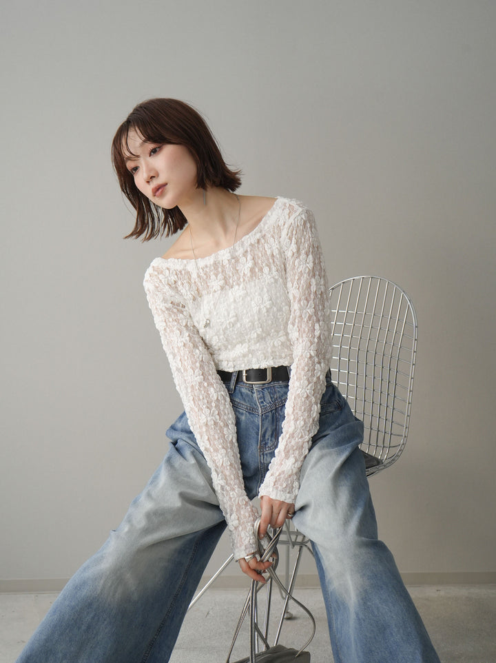 [SET]サイドギャザーレーストップス+サイドギャザーレーストップス(2set)