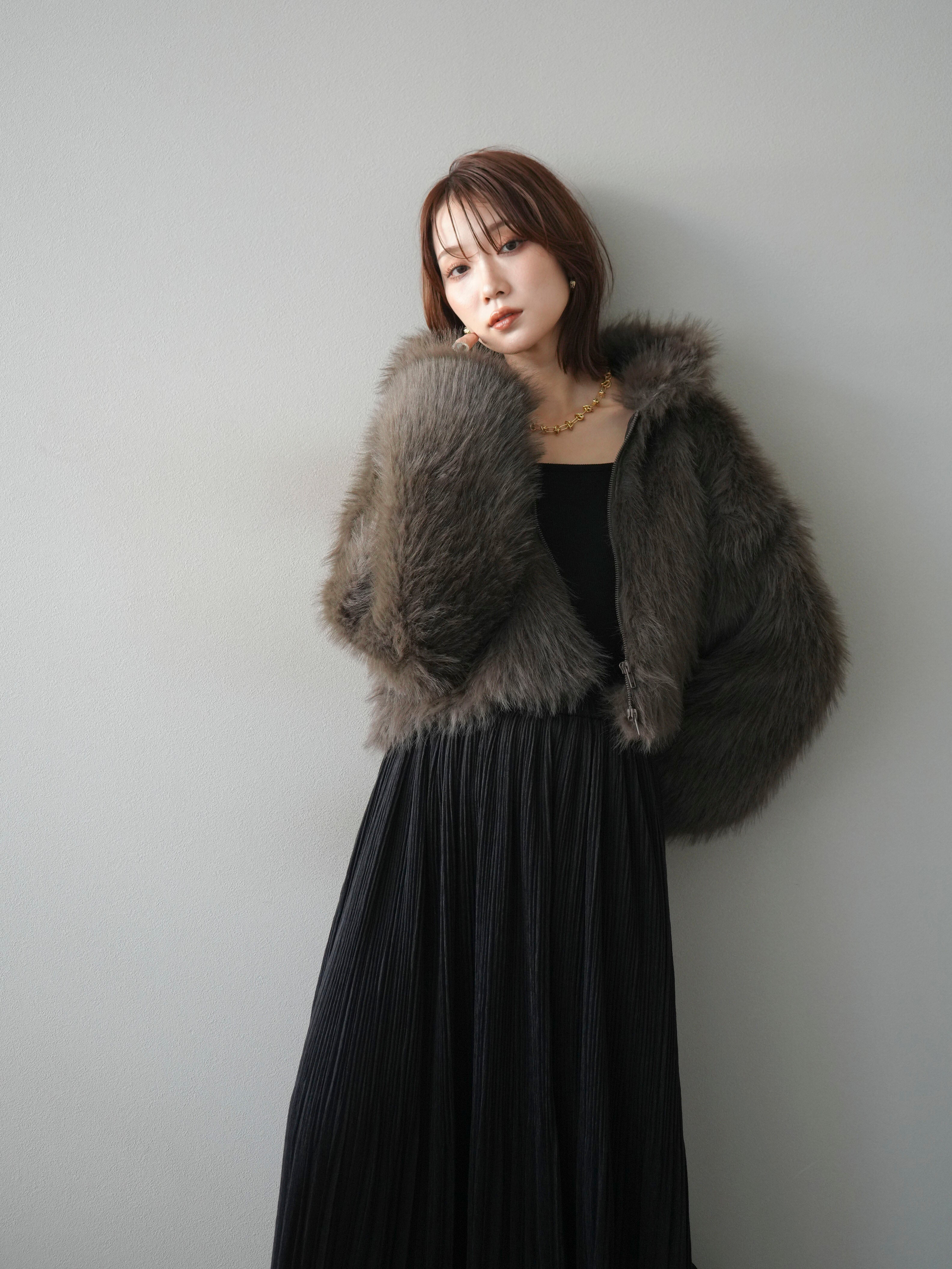 spell 10/31 サイズM ファージャケット 予約]フェイクファーショートZIPジャケット/brown – Lumier