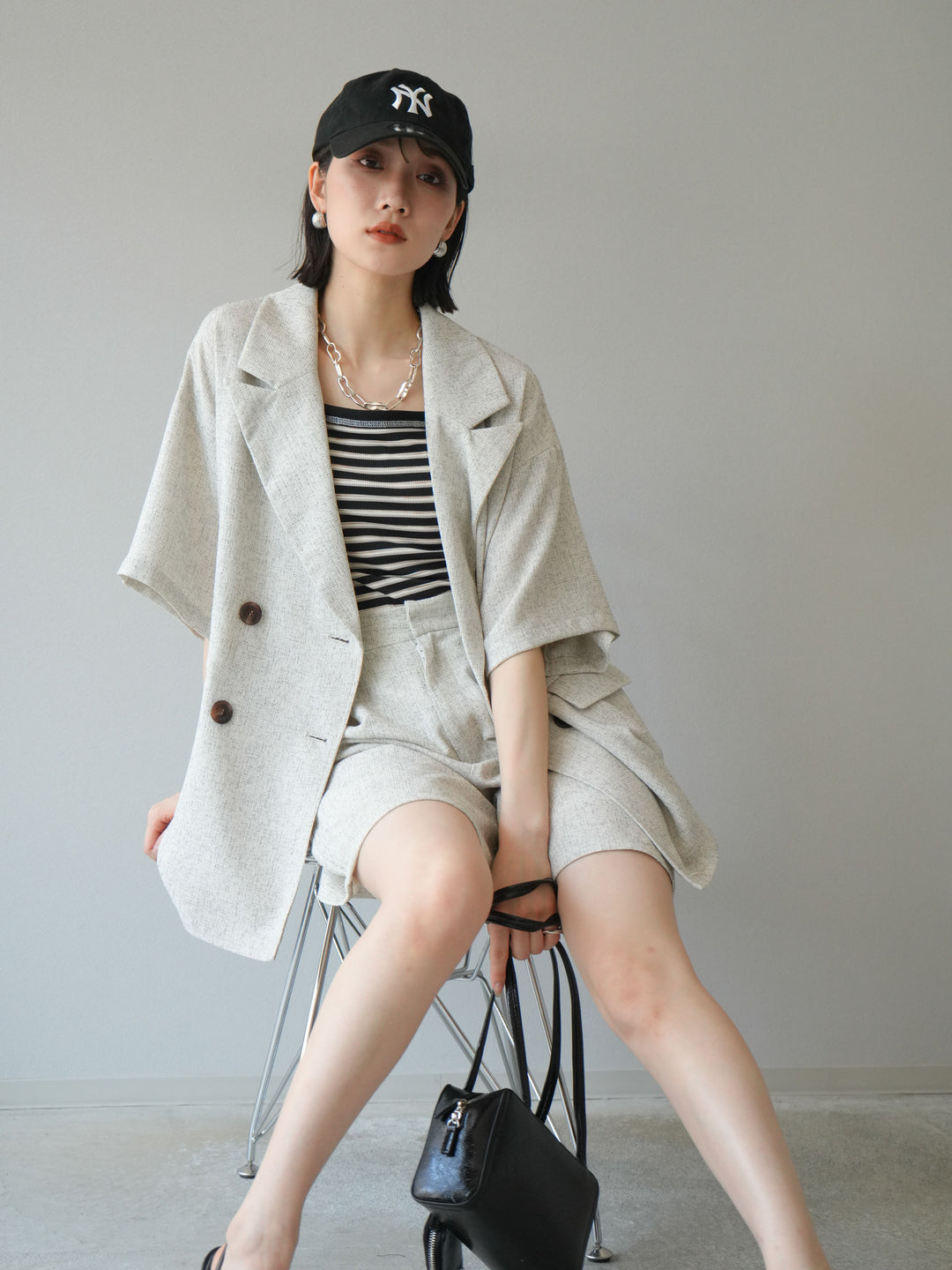 [SET]サマーツイードハーフジャケット+サマーツイードハーフパンツ(2set)