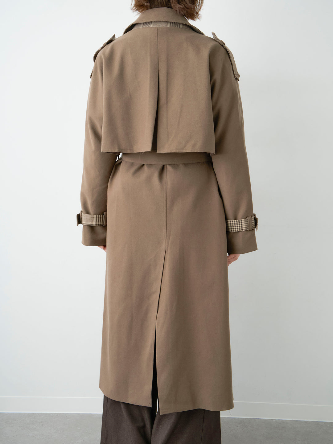 [予約]チェックコンビトレンチコート/brown
