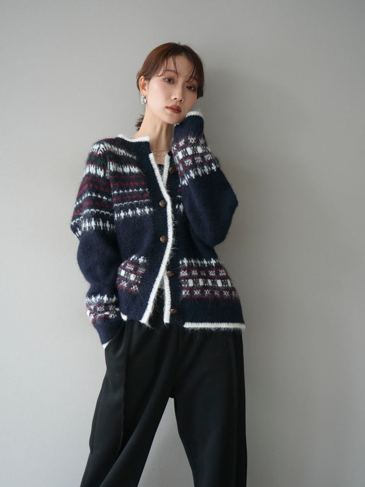 [SET]求心柄ウッドボタンニットカーディガン+2WAYデザインスウェットパンツ(2set)