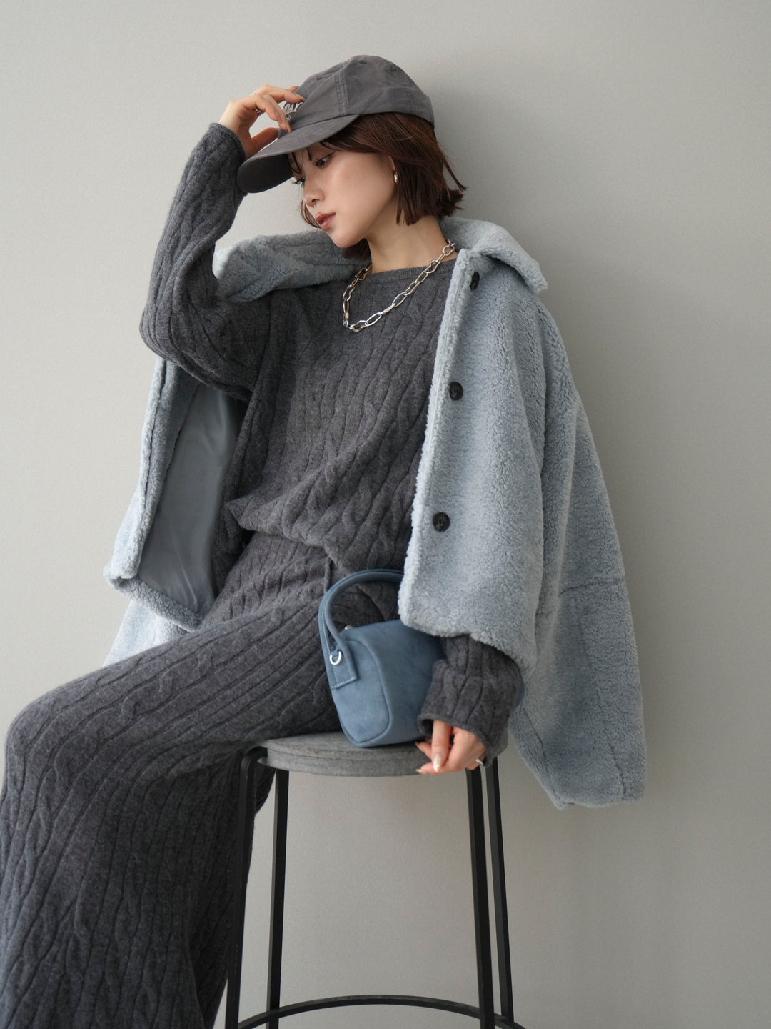 [予約]エコファーステンカラージャケット/blue