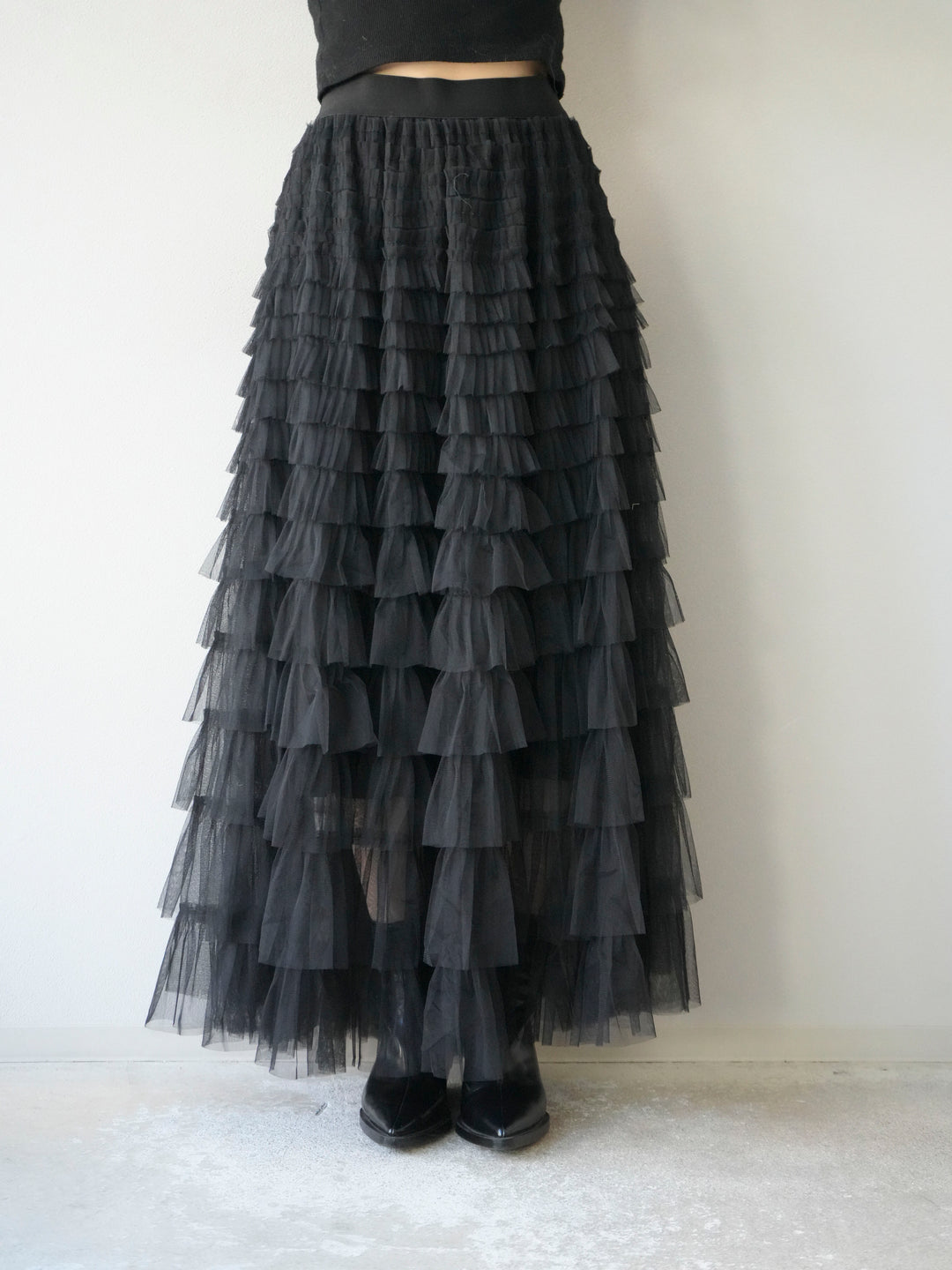 [予約]チュールティアードスカート/ブラック