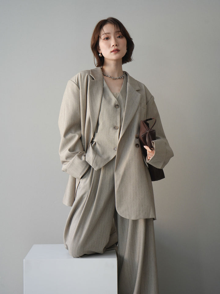 [予約]ダブルボタンヘリンボーンジャケット/beige