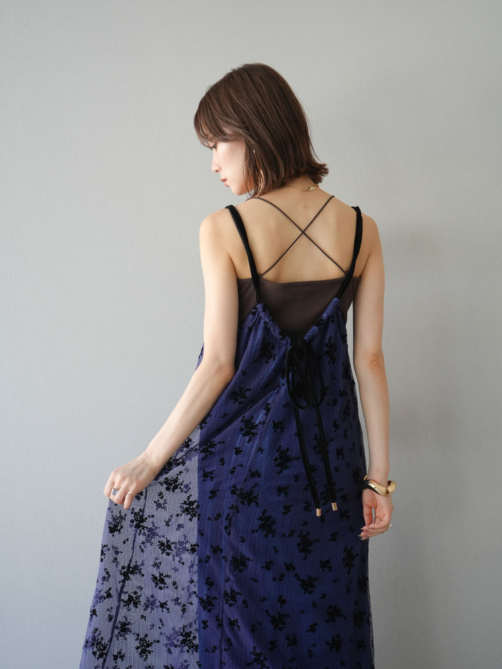 [予約]フロッキーチュールレイヤードベロアキャミワンピース/パープル