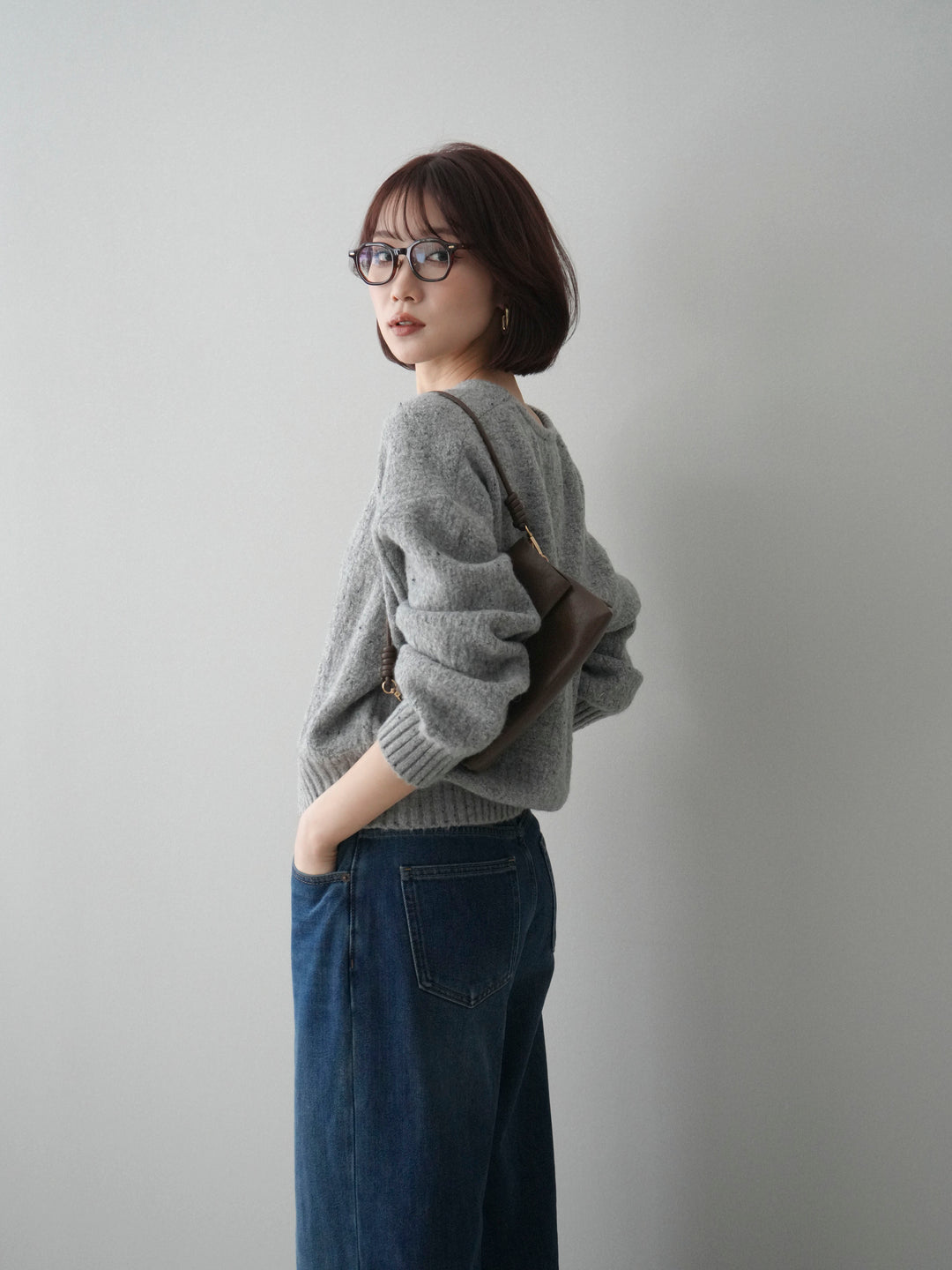 [SET]ツイストネックラメネップヤーンニットプルオーバー+ツイストネックラメネップヤーンニットプルオーバー(2set)