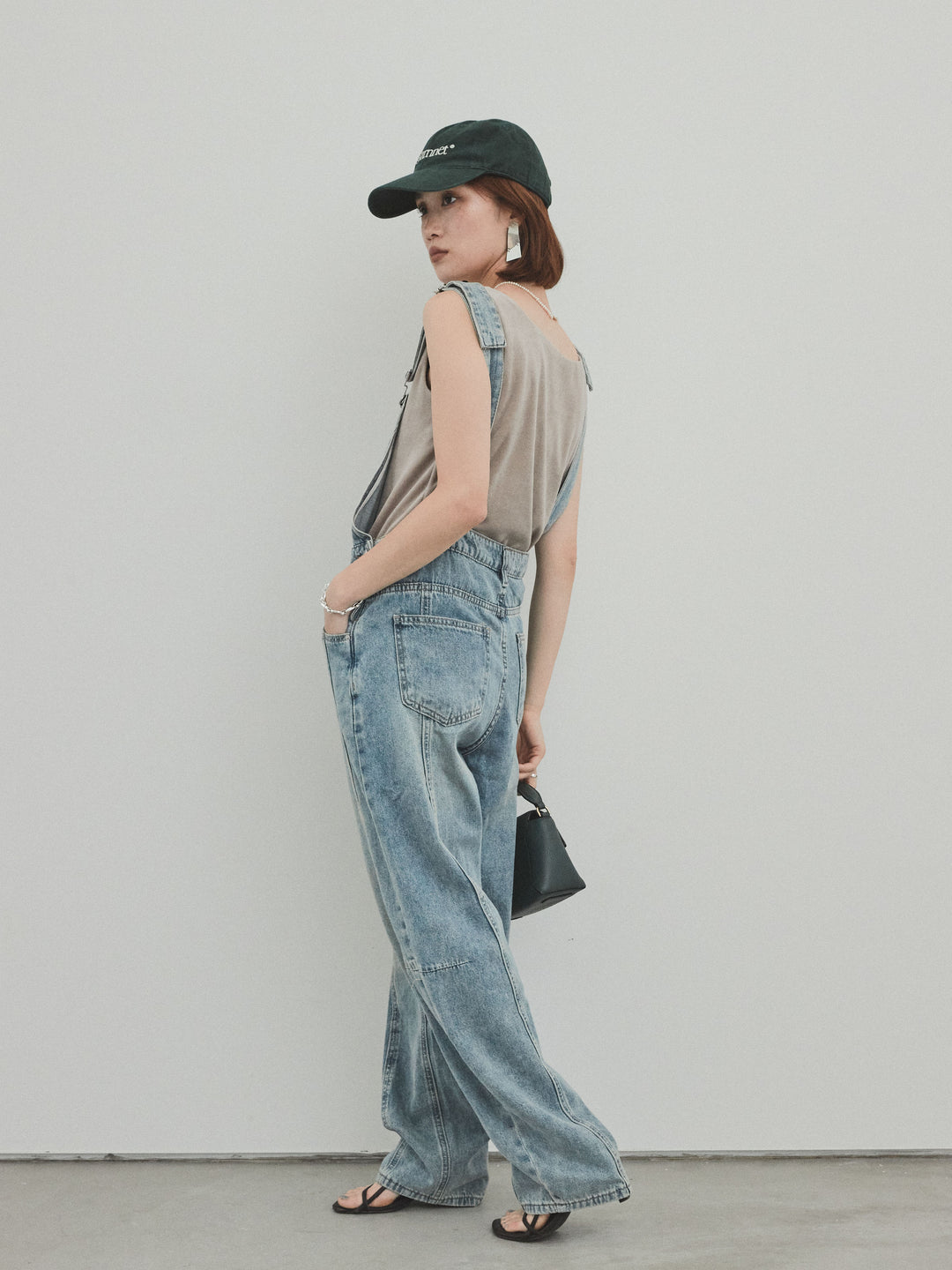 [予約]センターシームデニムサロペット /ライトブルー