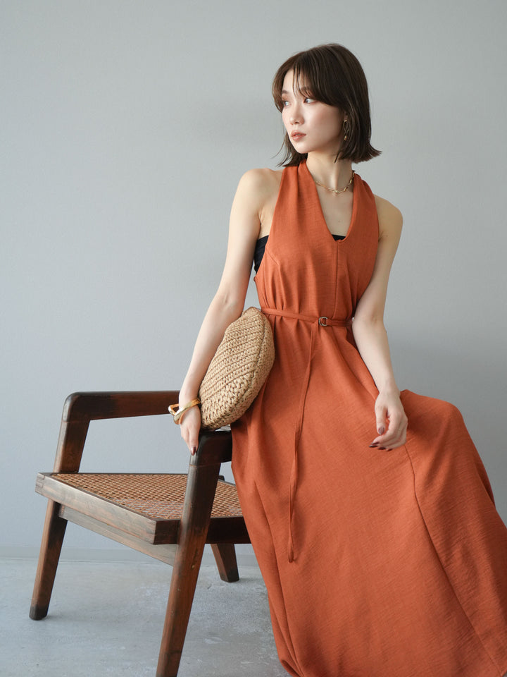 【預購】環形設計不均勻染色洋裝/橘色