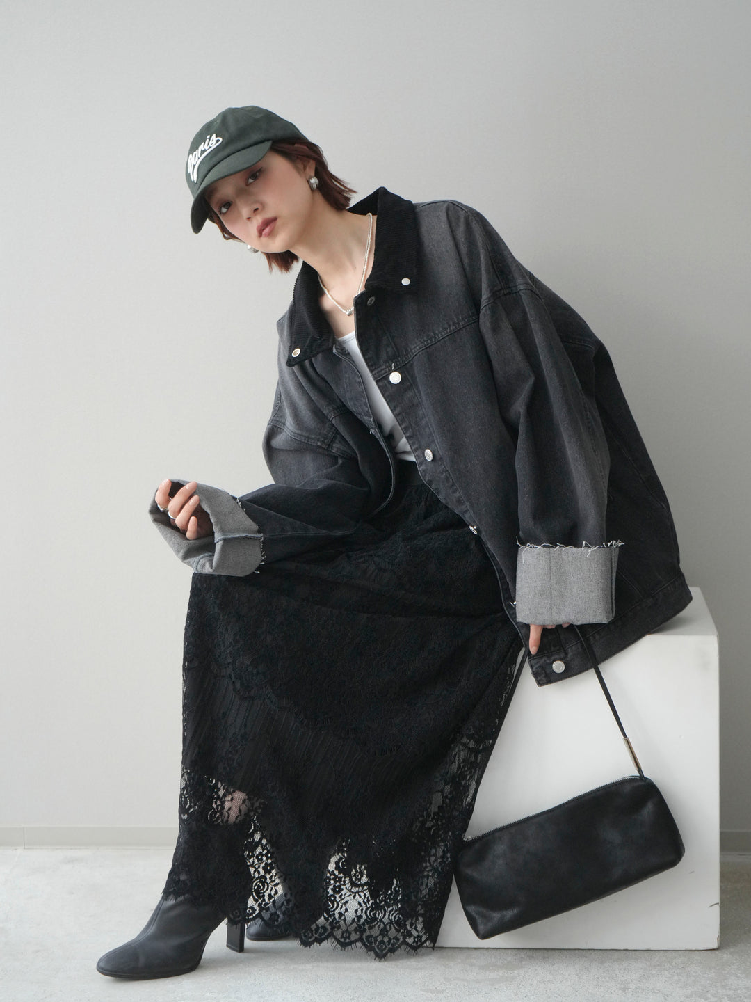 [予約]コーデュロイ×デニムミドルジャケット/gray