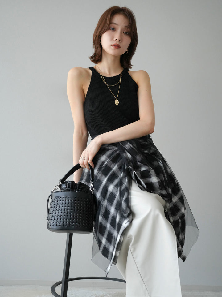 [予約]リブニットアメスリタンクトップ/ブラック