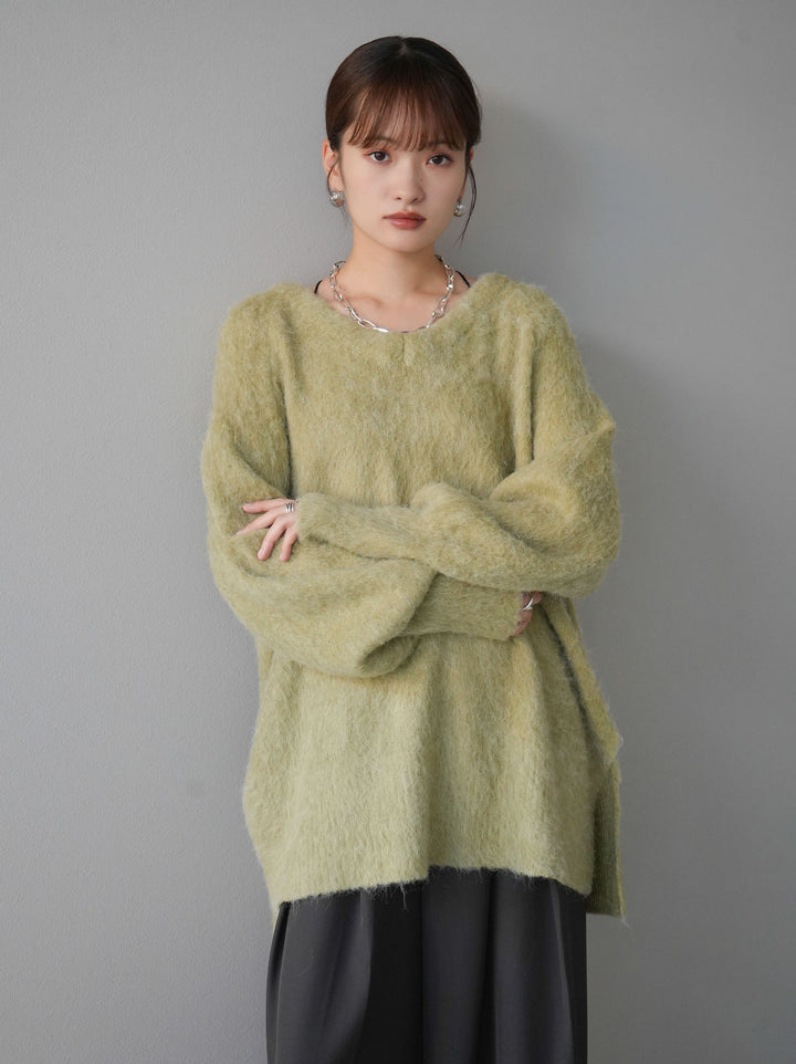 [予約]Vネックオーバーモヘアニットプルオーバー/ピスタチオ