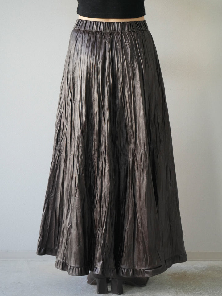 [予約]レザーワッシャーフリルスカート/brown