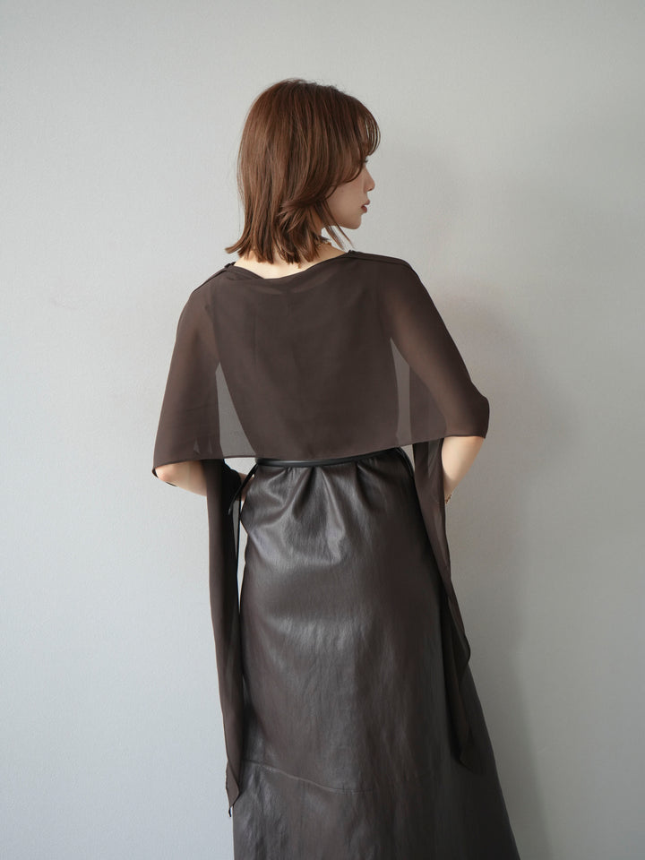 [予約]レザーAラインワンピース/ブラウン