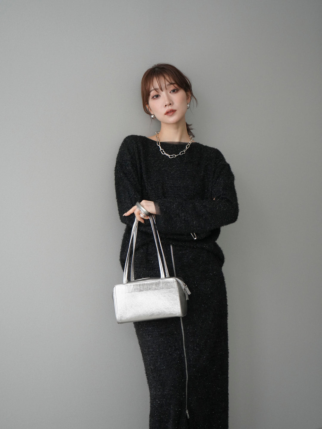 [予約]ラメシャギートップス/black