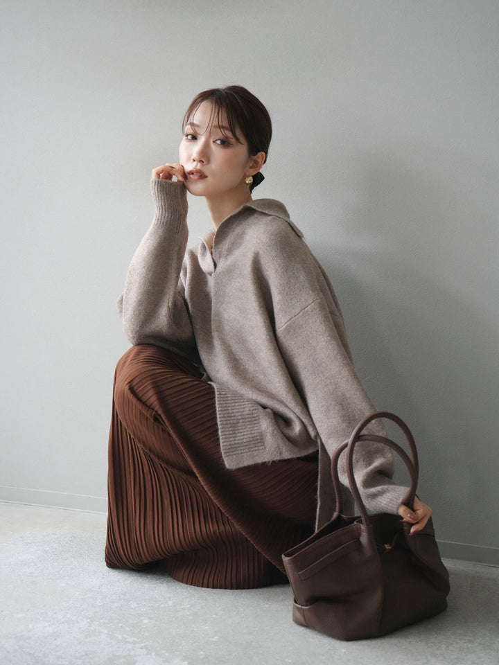 [SET]スキッパーオーバーニットプルオーバー+選べるアクセセット(2set)