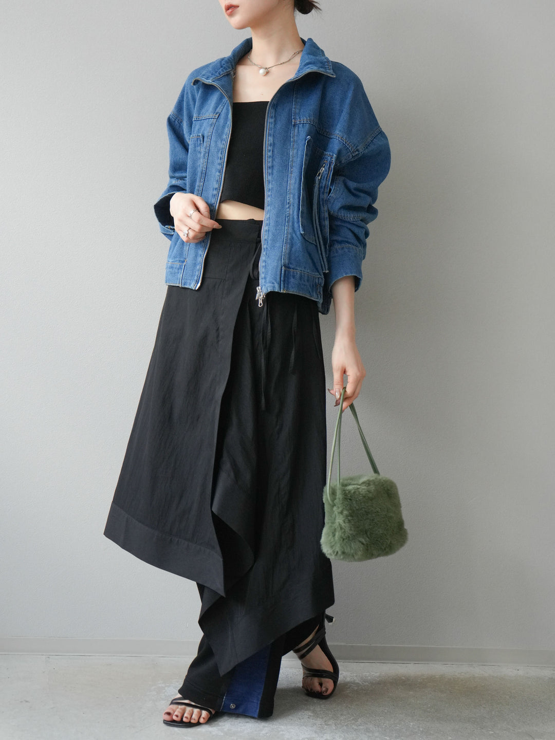 [予約]ZIPポケットデニムショートブルゾン/ブルー