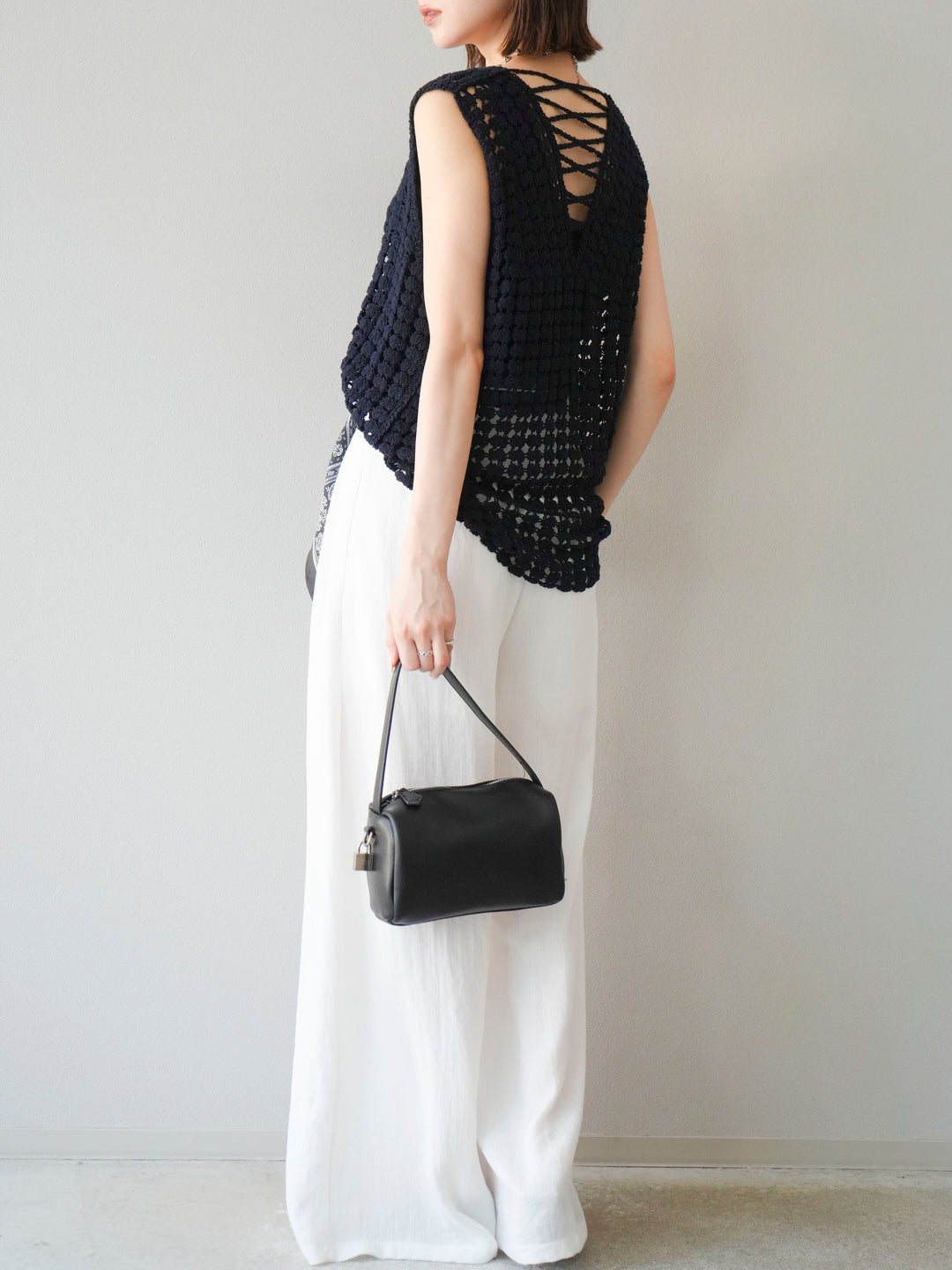 [予約]スカーフベルト付3タックワイドパンツ/オフ