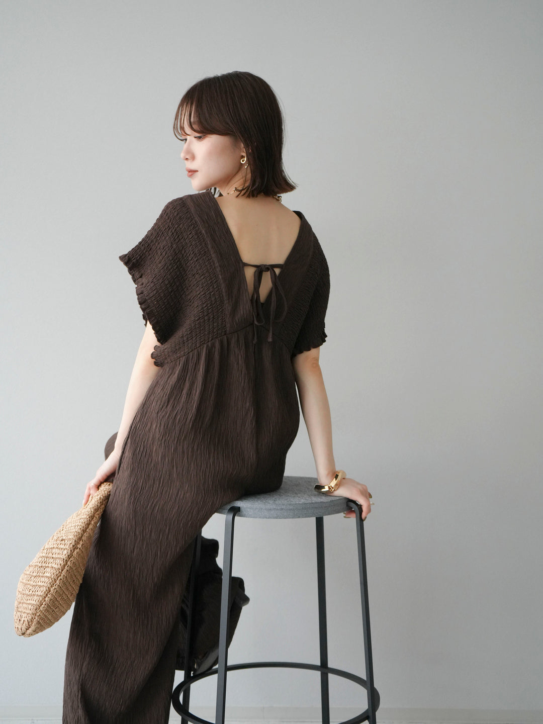 [SET]楊柳シャーリングサロペット+楊柳シャーリングサロペット(2set)