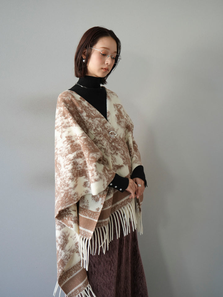 [SET]アブストラクト柄ストールポンチョ+選べるアクセセット(2set)