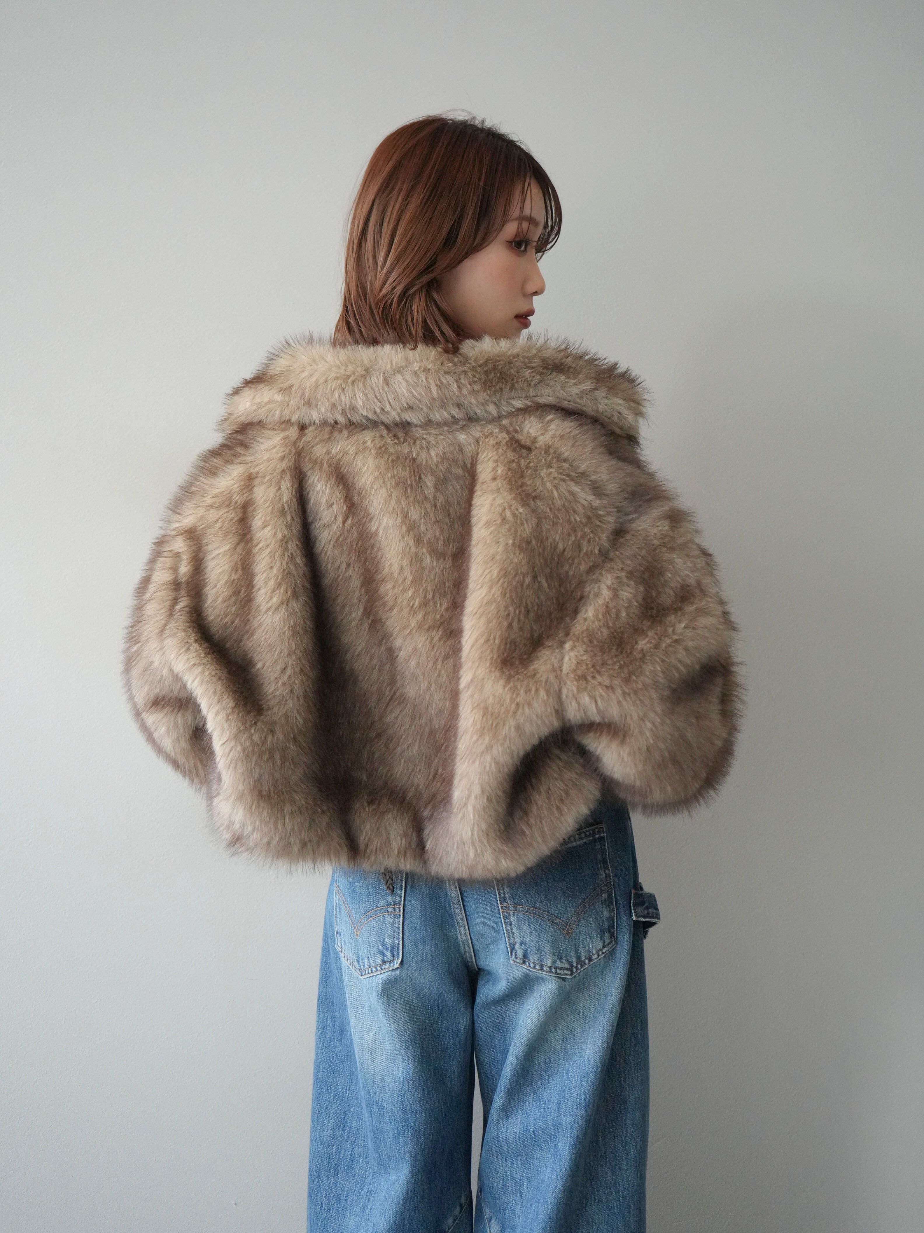 予約]フェイクファーショートZIPジャケット/brownmix – Lumier