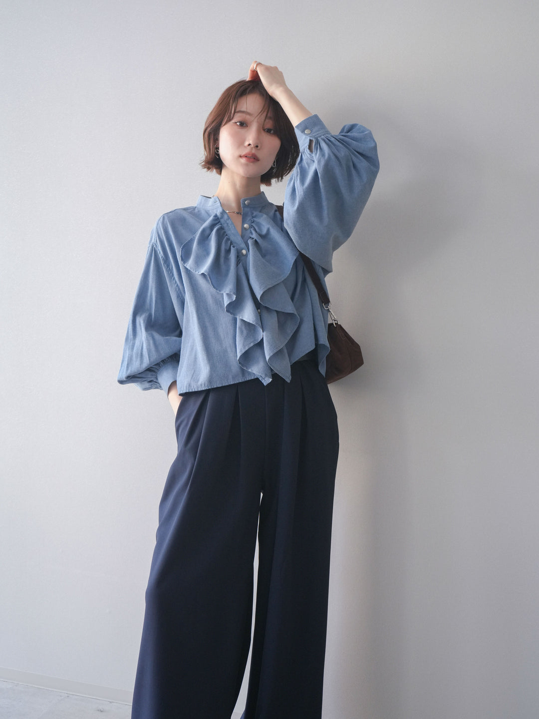 [SET]ラッフルフレアショートブラウス+ラッフルフレアショートブラウス(2set)