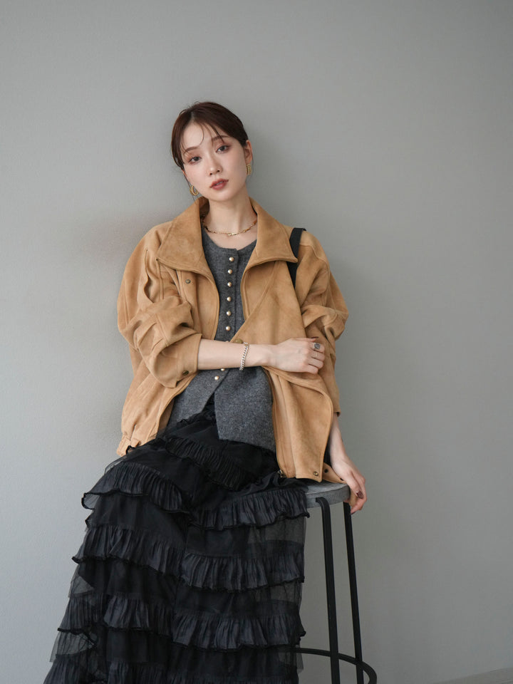 [予約]スエードライダースジャケット/ベージュ