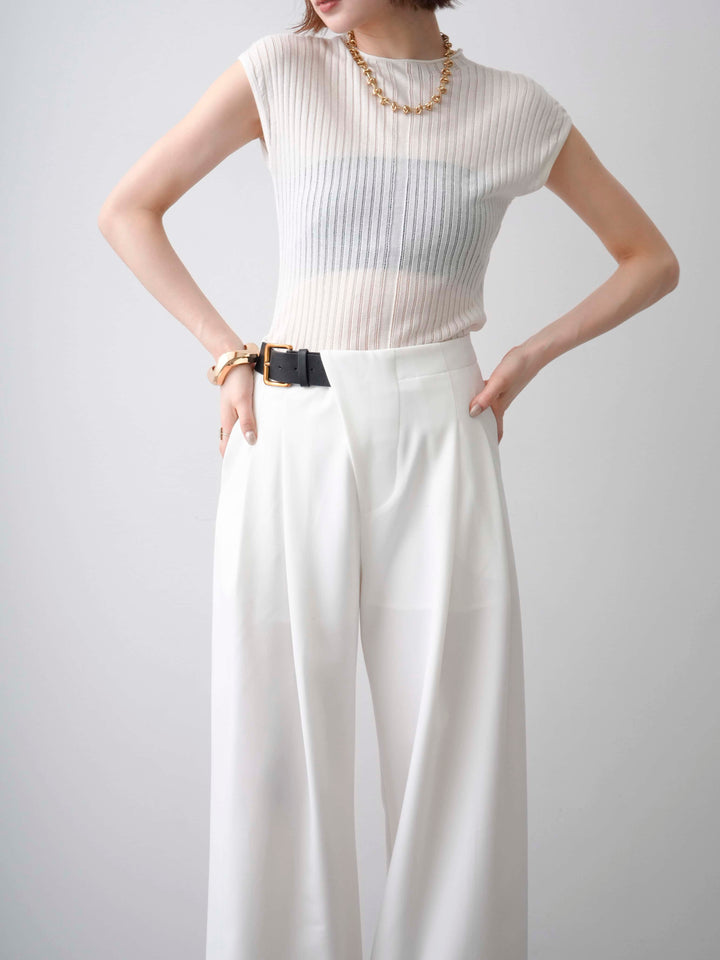 [予約]シアーリブフレンチニットトップス/white
