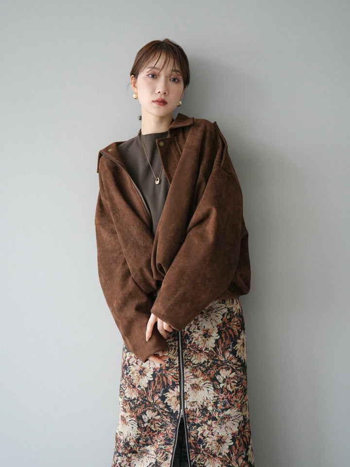 [SET] 麂皮外套上衣 + 小領法式針織上衣（2 組）