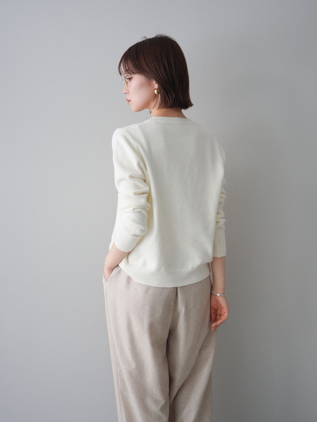 [予約]ハートボタンニットカーディガン/white