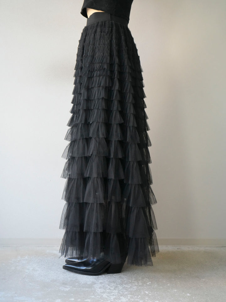 [予約]チュールティアードスカート/ブラック