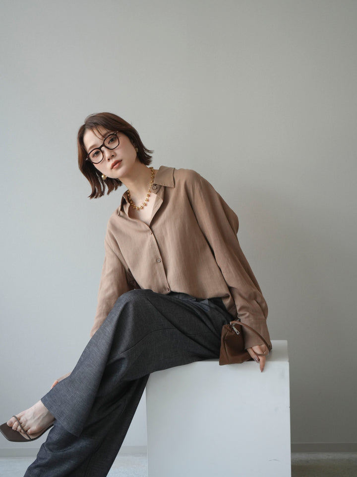 [予約]バックVレースデザインシャツ/beige