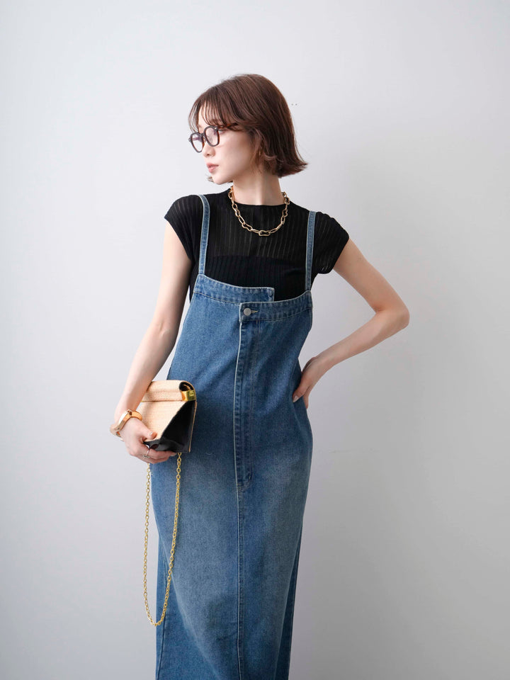 [予約]シアーリブフレンチニットトップス/black