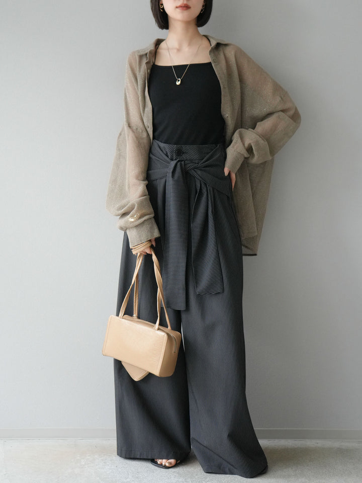 [予約]コットンラメメッシュオーバーシャツ/ベージュ