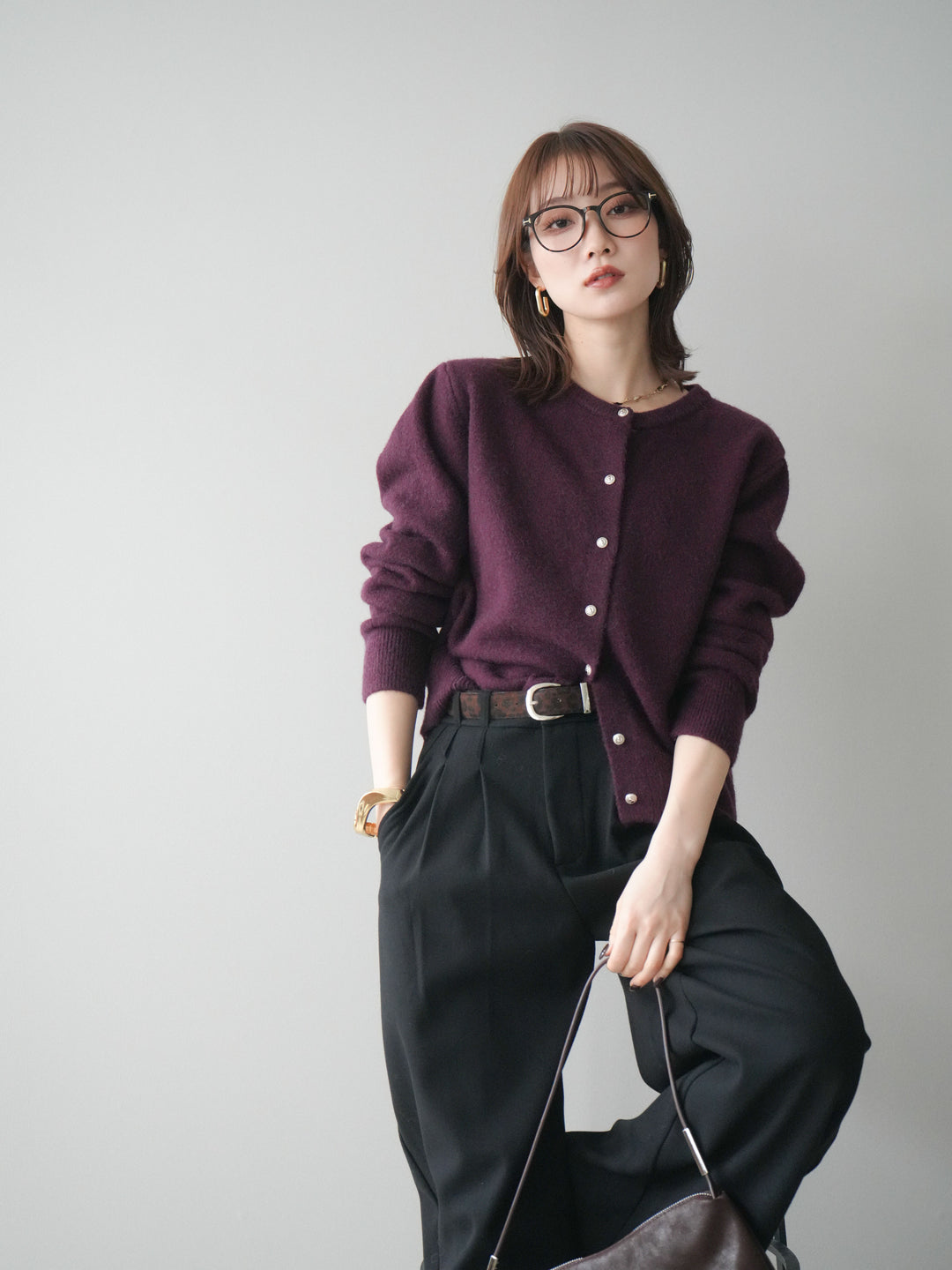 [SET]アンティークボタンニットカーディガン+アンティークボタンニットカーディガン(2set)