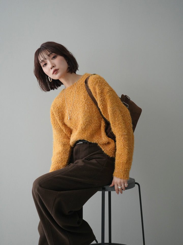 [予約]モールラメミックスヤーンニットプルオーバー/yellow