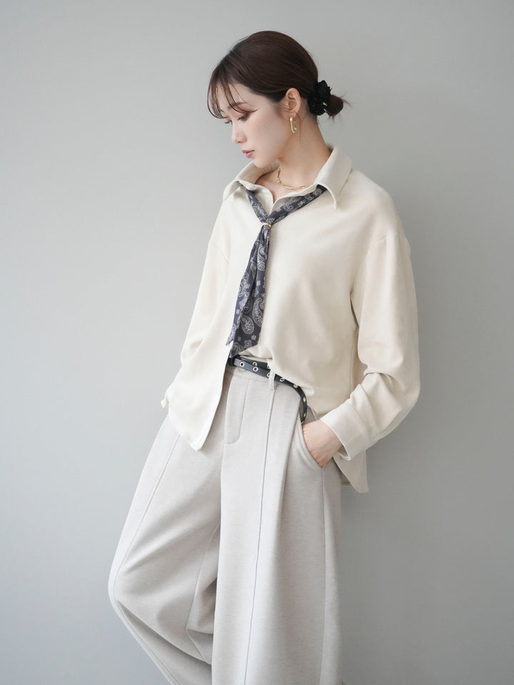 [予約]スカーフ付きスエードシャツ/ivory