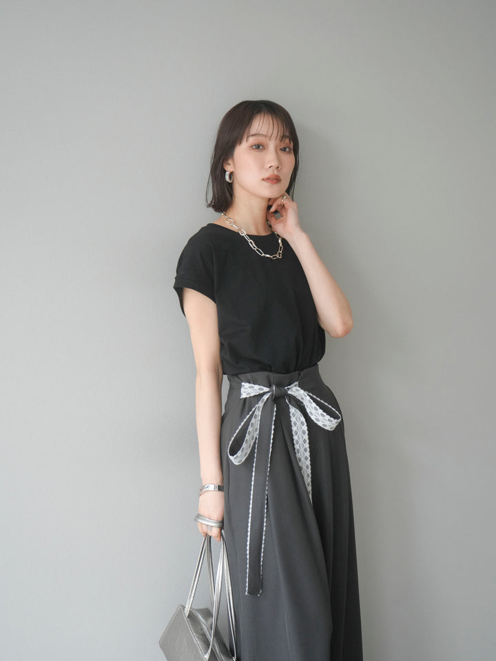 【預購】法式袖T卹/黑色