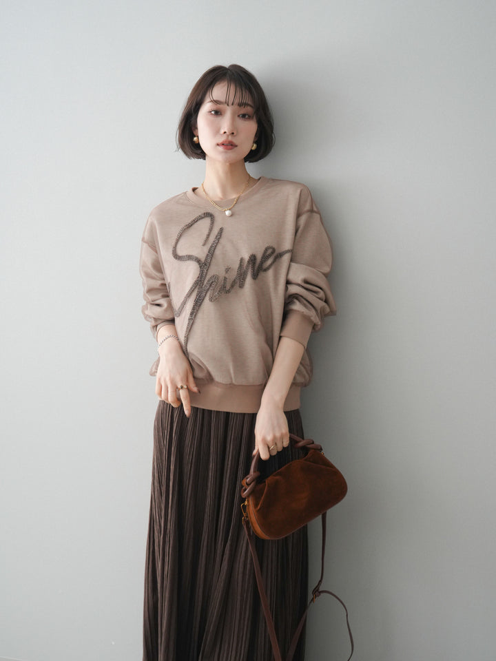 [SET]チュールレイヤードロゴスエットプルオーバー+選べるアクセセット(2set)