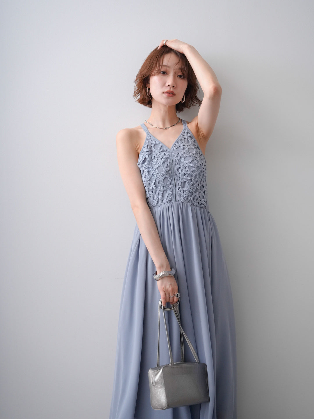 [SET]クロシェシフォンキャミワンピース+クロシェシフォンキャミワンピース(2set)