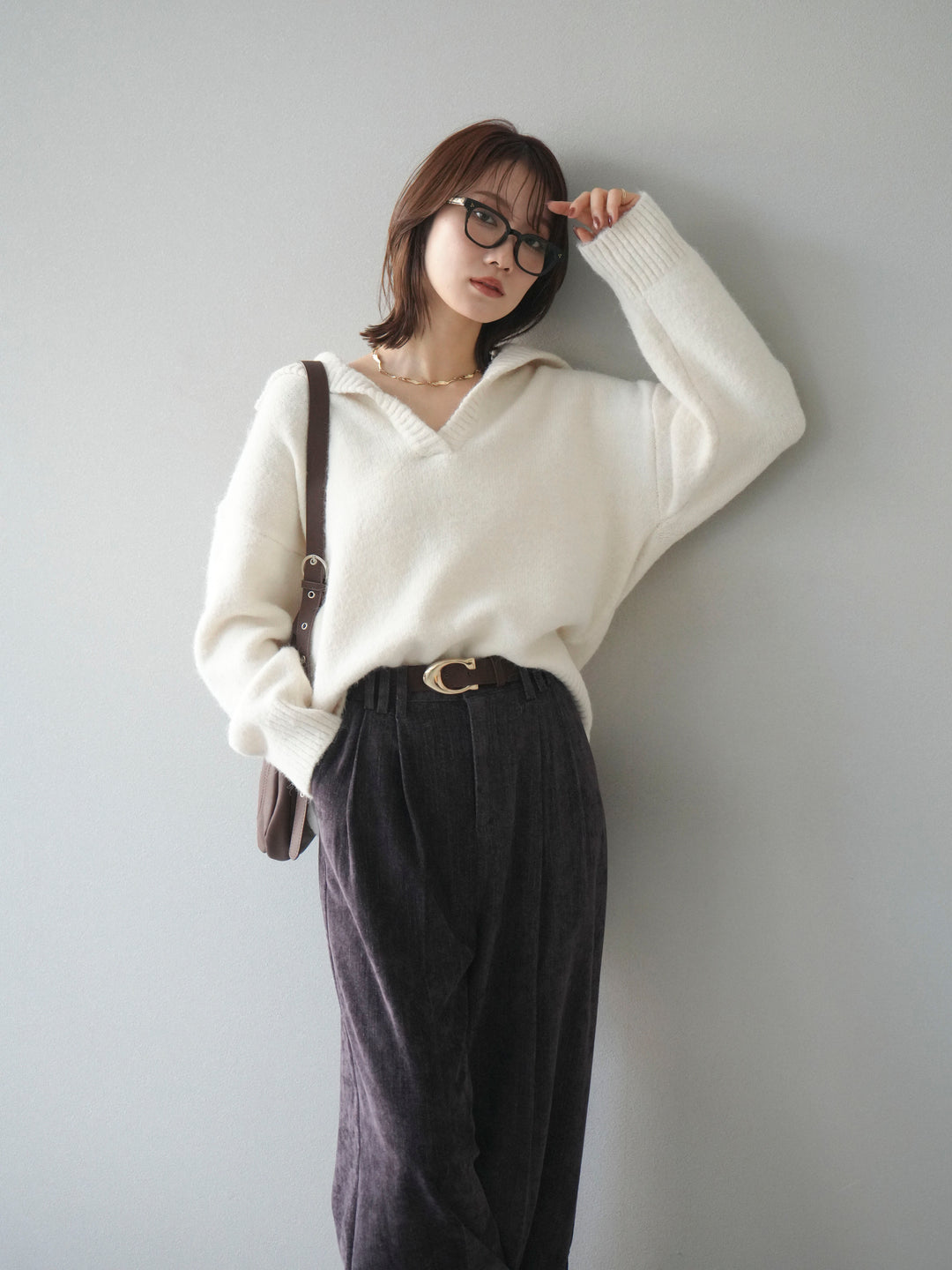 [予約]スキッパーニットプルオーバー/offwhite