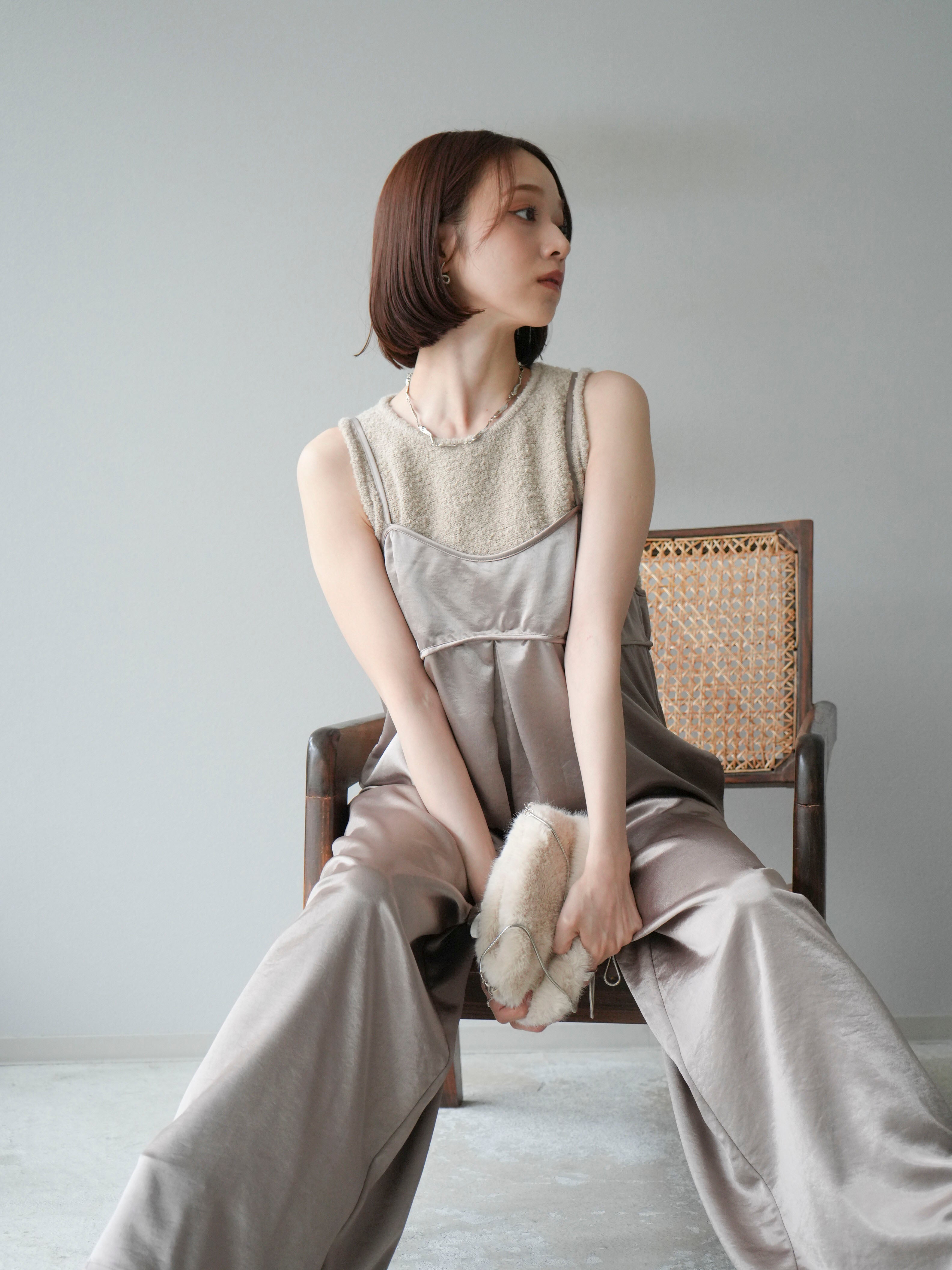 予約]サテンビスチェオールインワン/グレージュ – Lumier