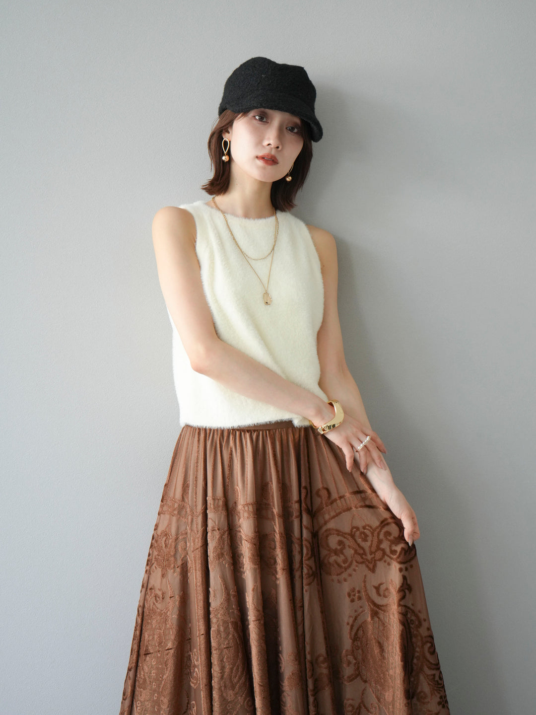 [予約]シャギーニットタンクトップ/アイボリー