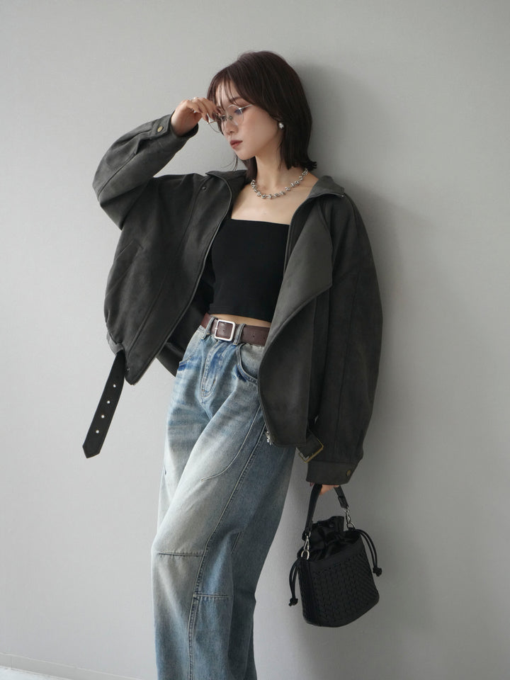 [予約]スエードライダースミドルジャケット/black