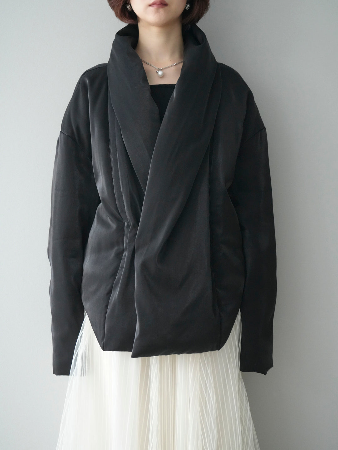 [20%オフ]シャイニーアシンメトリーダウンジャケット/black