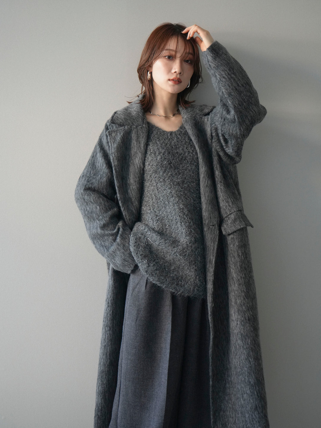 [予約]ソフトシャギーチェスターコート/charcoal