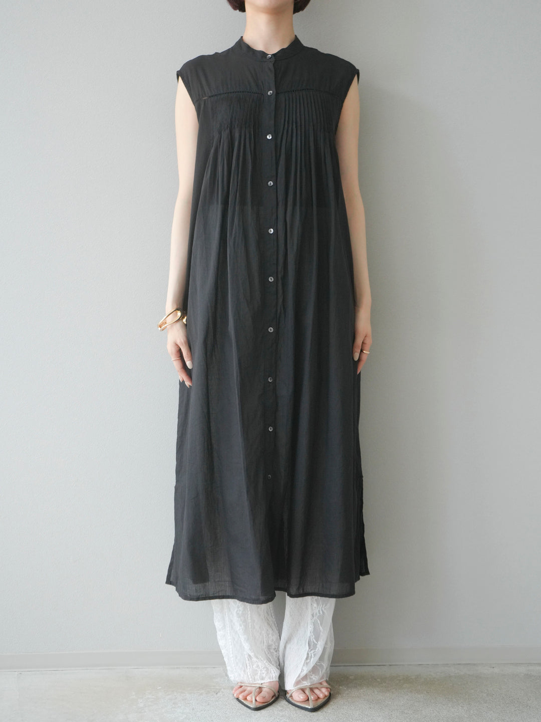 [予約]インド製コットンボイルワンピース/ブラック