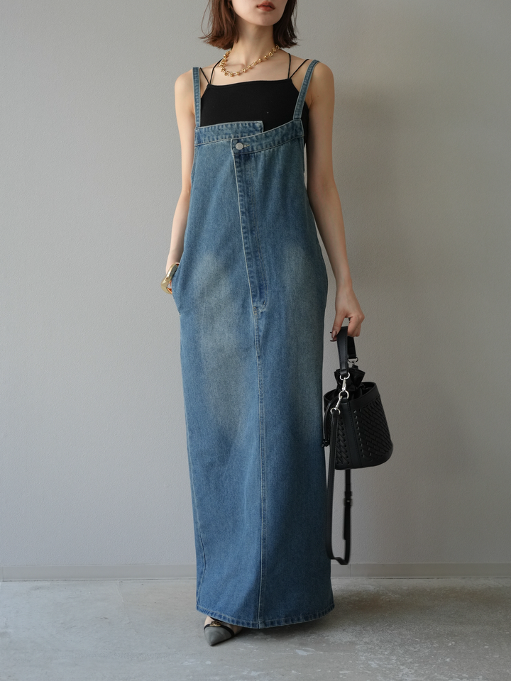 【預購】不對稱牛仔洋裝/藍色